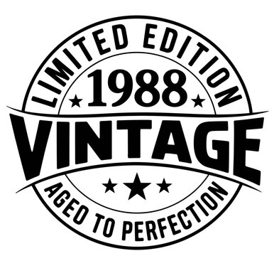 The image features a circular design with the words 1988 and vintage in bold letters.