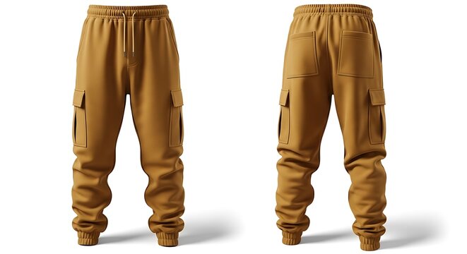 Mockup of a mustard color cargo sweatpants