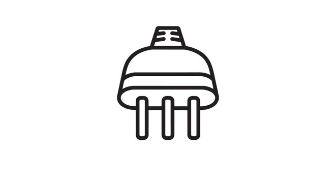 Electric plug icon, power socket symbol, black line drawing, vector illustration