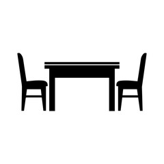 Fototapeta premium Dining Table with Two Chairs Silhouette Icon