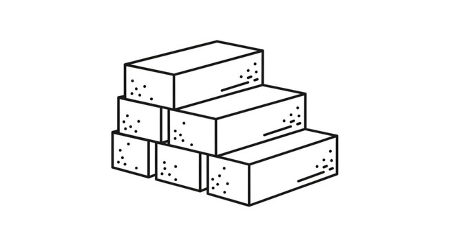 Minimalist Line Art Stepped Stack of Building Blocks