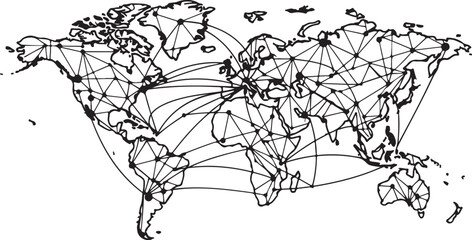 Fototapeta premium Global Connections and International Travel Routes Map Illustration