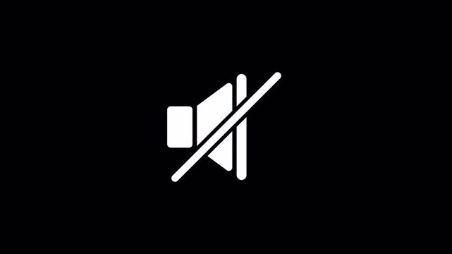 Speaker mute icon with glitch effect on black background