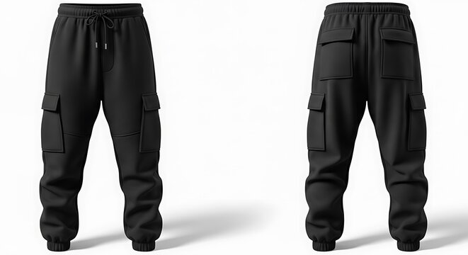 Mockup of a charcoal black color cargo sweatpants