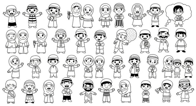 Collection of various cartoon characters in different outfits and poses.