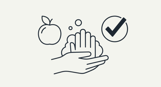 Hand holding soap and apple healthy.