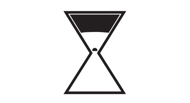 Minimalist hourglass icon, simple line art timer symbol, black and white vector graphic