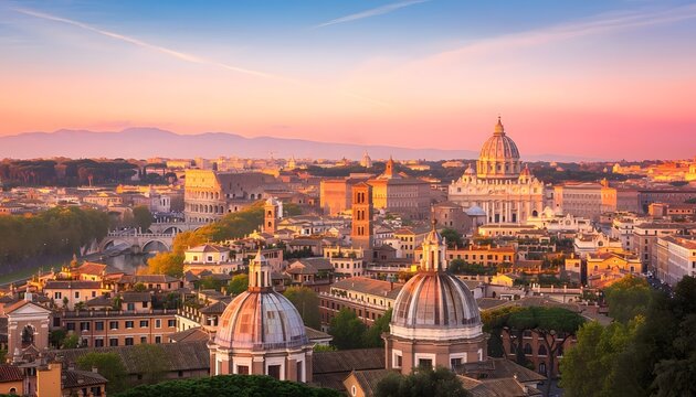 Luminous Legacy: The Golden Amber Glow of the Eternal City from Janiculum Hill