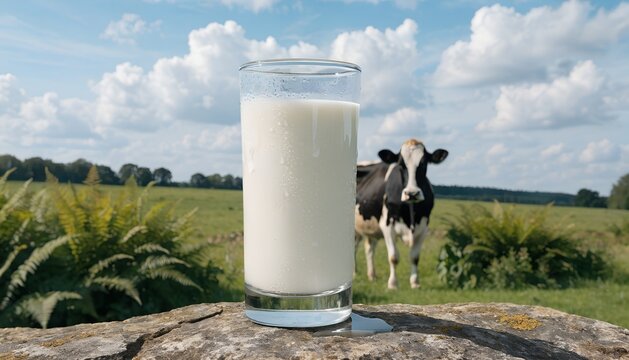 glass of milk on a farm