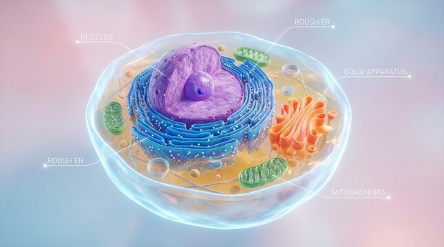 Animal cell detailed structure with labeled organelles