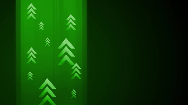 Vertical beam of teal light with multiple upward arrows on left gradient background animation
