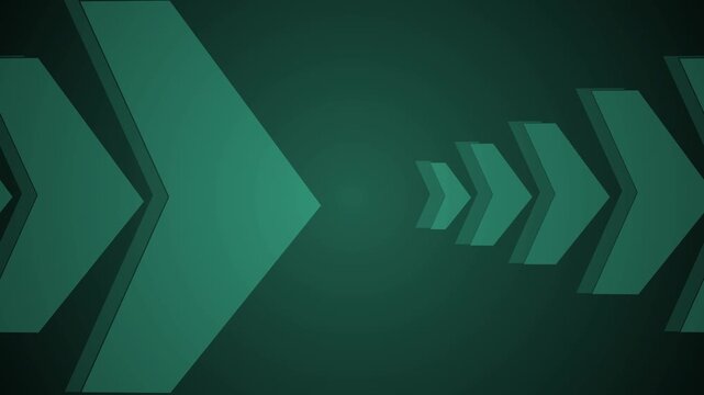 Stylized arrows pointing right on dark gradient background animation, geometric abstract technology pattern