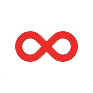 Bright red infinity symbol on a clean white background representing endlessness and contin
