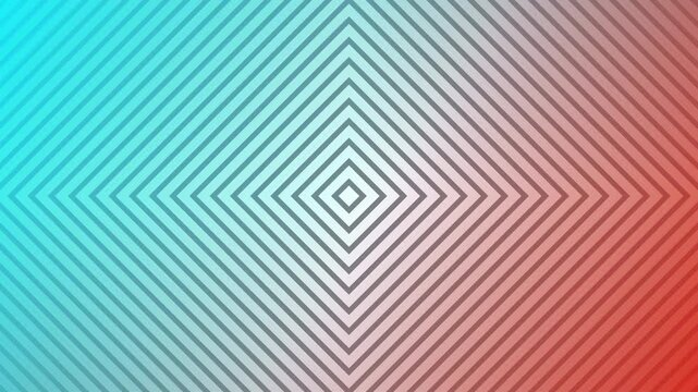 Abstract blue red concentric diamond lines geometric optical background motion 3d 4k animation video