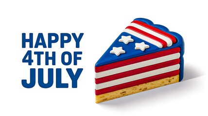Fototapeta premium Happy fourth of july cake slice with american flag design representing independence day celebration concept 