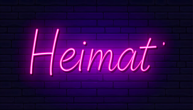 Pink neon cursive heimat text on dark brick background combining traditional schlager values with modern urban nightlife generative AI