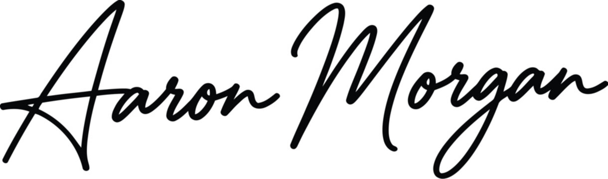 The signature of artist Aaron Morgan in black ink on a white background