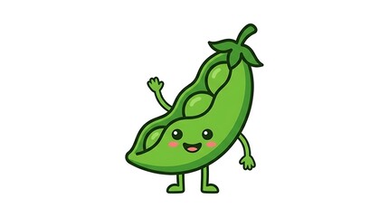 Fototapeta premium Smiling Cartoon Pea Character Illustration.