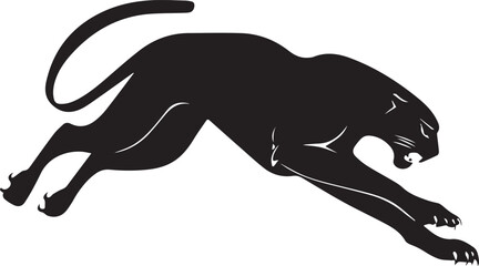 Aggressive Jumping Panther Silhouette Vector Logo Isolated on White Background © Rohan