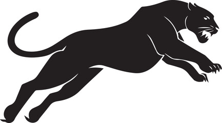 Aggressive Jumping Panther Silhouette Vector Logo Isolated on White Background © Rohan