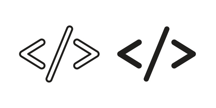 Code icon set, collection of icon in editable strokes and flat versions