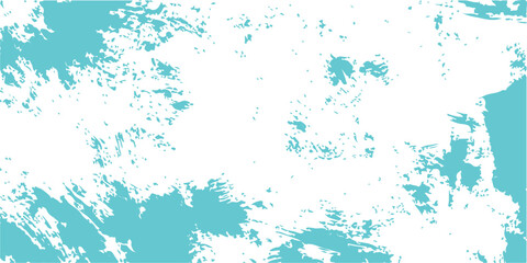 Obraz premium Abstract blue grunge background featuring a watercolor paint splash and ink splatter texture with a green nature pattern on paper