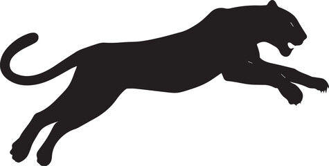 Aggressive Jumping Panther Silhouette Vector Logo Isolated on White Background © Rohan