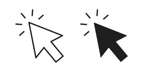 Cursor icon set, collection of icon in editable strokes and flat versions © Vince