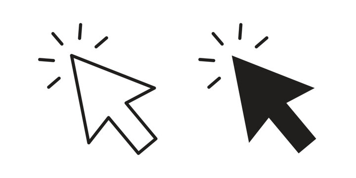 Cursor icon set, collection of icon in editable strokes and flat versions