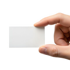 Obraz premium A hand holding a blank white business card against a plain background