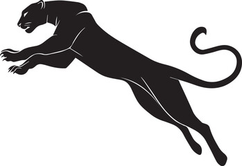 Aggressive Jumping Panther Silhouette Vector Logo Isolated on White Background © Rohan