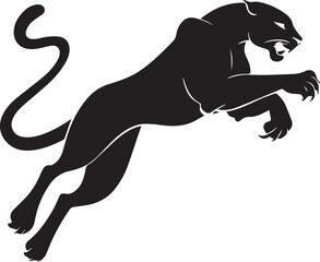 Aggressive Jumping Panther Silhouette Vector Logo Isolated on White Background © Rohan