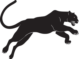 Aggressive Jumping Panther Silhouette Vector Logo Isolated on White Background © Rohan