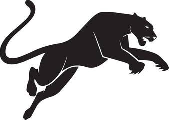 Aggressive Jumping Panther Silhouette Vector Logo Isolated on White Background © Rohan