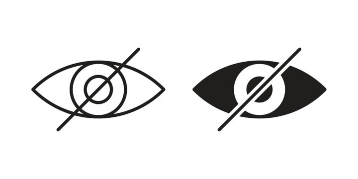 Hide icon set, collection of icon in editable strokes and flat versions