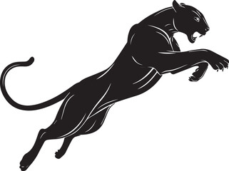 Aggressive Jumping Panther Silhouette Vector Logo Isolated on White Background © Rohan