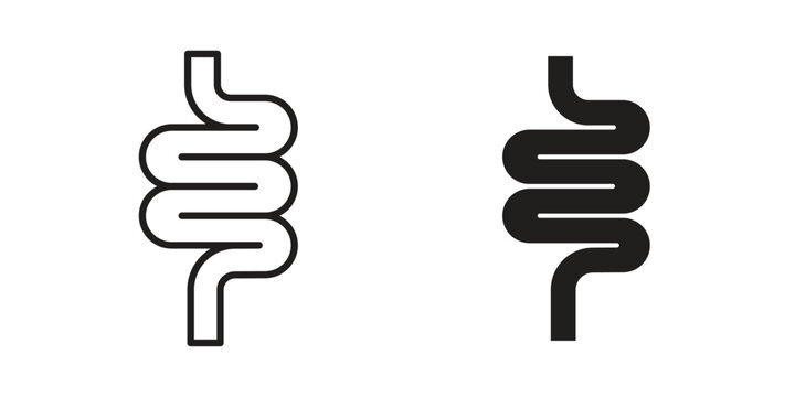 Intestine icon set, collection of icon in editable strokes and flat versions