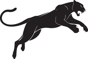 Aggressive Jumping Panther Silhouette Vector Logo Isolated on White Background © Rohan