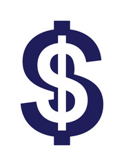 Obraz premium ネイビーブルーのドル記号、金融と経済を象徴するシンプルなベクターアイコン、ビジネスや投資の概念に最適なグラフィック素材