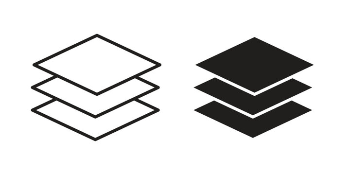 Layers icon set, collection of icon in editable strokes and flat versions