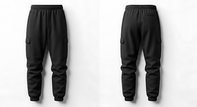 Mockup of a midnight black color cargo sweatpants
