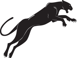Aggressive Jumping Panther Silhouette Vector Logo Isolated on White Background © Rohan