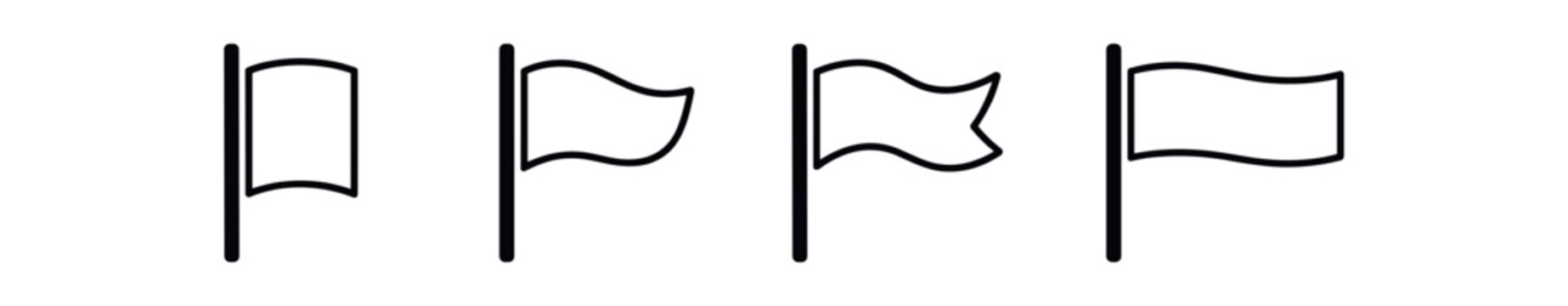 Flag outline icon set. flag, waving flag, banner, pennant, flagpole. waving, fluttering, ribbon, signal, navigation. line, flat and colored vector icon set.