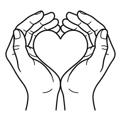 Obraz premium Outline of hands cradling a heart shape with image symbolizes protection