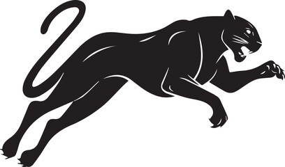 Aggressive Jumping Panther Silhouette Vector Logo Isolated on White Background © Rohan