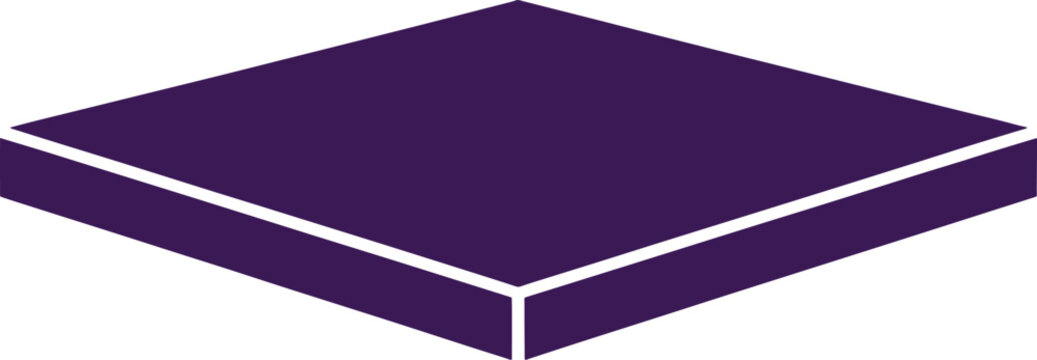 Purple rectangular with white edges in isometric view rectangle