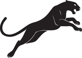 Aggressive Jumping Panther Silhouette Vector Logo Isolated on White Background © Rohan