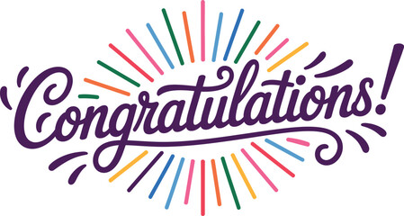 Obraz premium Colorful congratulations text with celebratory streamers design for festive graphics