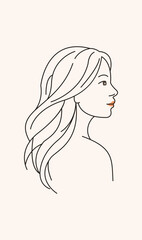 Naklejka premium Short Hair Modern Woman Face Minimal Graphic