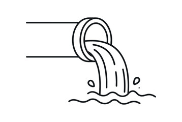Fototapeta premium Sewage pipe outlet icon. drainage, wastewater, discharge, pollution, pipe flow. line and flat vector illustration.